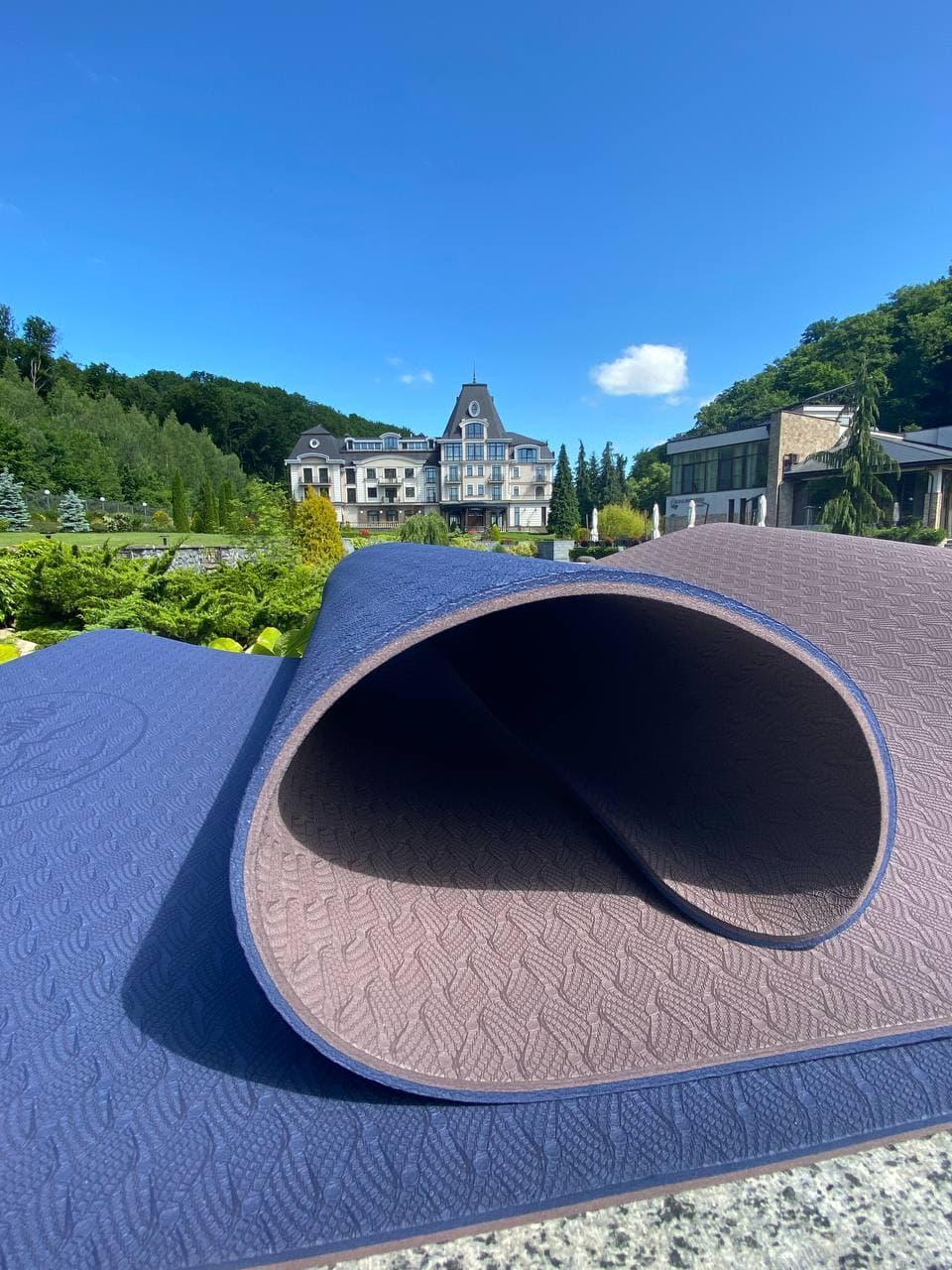 Коврик для йоги и фитнеса PowerPlay 4150 TPE Premium Performance Mat 183x61x0,6 мм Синий (A-011857) - фото 4