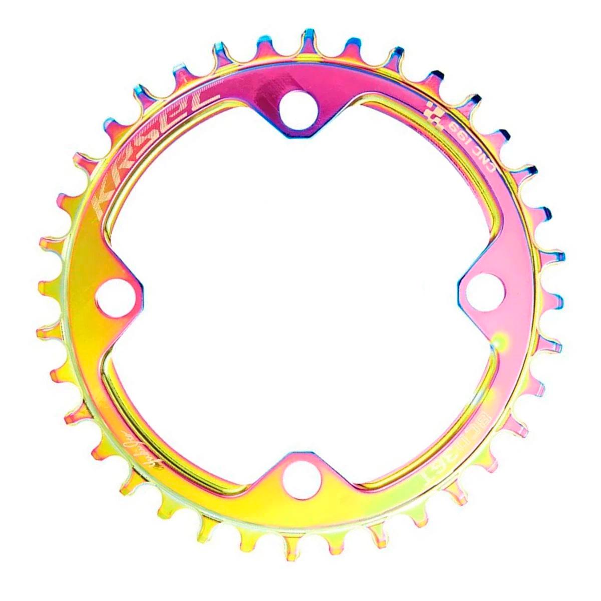 Звезда на велосипед фрезерованная Krsec Narrow Wide Rainbow 104 BCD 36T неспадайка (3637)