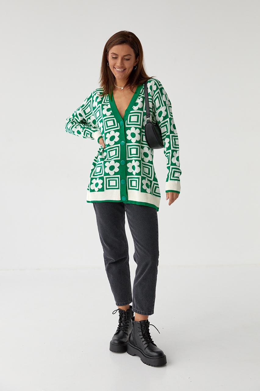 Кардиган удлиненный M Зеленый (9528434) - фото 3 Кардиган удлиненный M Зеленый (9528434) - фото 3