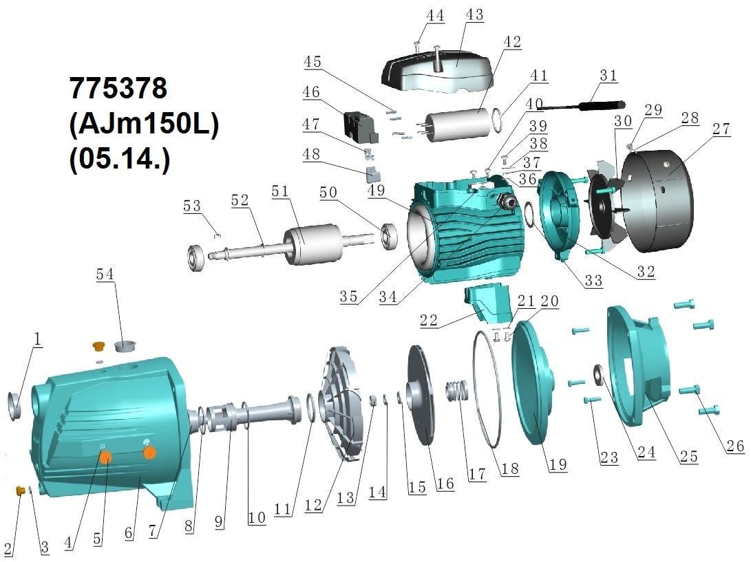 Насос центробежный водяной LEO AJm150L самовсасывающий 1,5 кВт 54 м 140 л/мин. 3,0 (775378) - фото 2 Насос центробежный водяной LEO AJm150L самовсасывающий 1,5 кВт 54 м 140 л/мин. 3,0 (775378) - фото 2