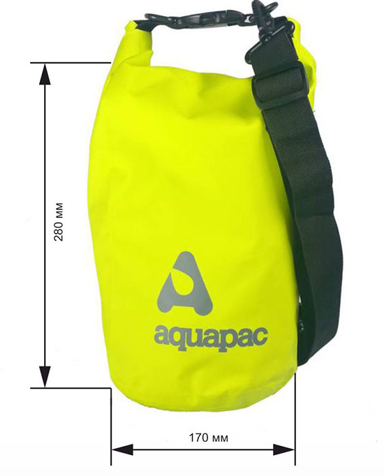 Гермомешок водонепроницаемый AQUAPAC 731 TrailProof Drybag с плечевым ремнем 7 л Acid Green - фото 12