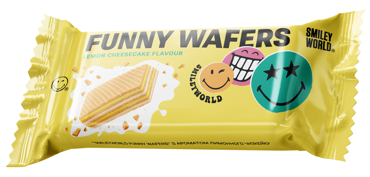 Вафли с начинкой SmileyWorld FUNNY WAFERS с ароматом лимонного чизкейка 400 г (214521)
