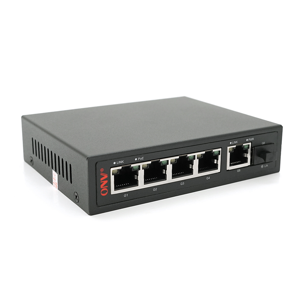 Комутатор PoE 4-портовий ONV-POE33064PFG гігабітний 2 uplink + 1 SFP 1000Мбіт IEEE802,3af/at 65Вт (YUT_V4209)