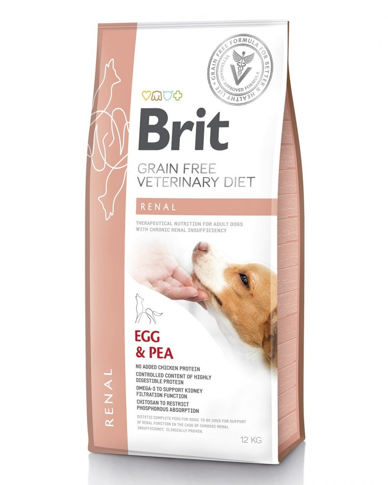 Корм сухий Brit GF VetDiet Dog Renal для собак при нирковій недостатності з яйцем/горохом та гречкою 12 кг - фото 1