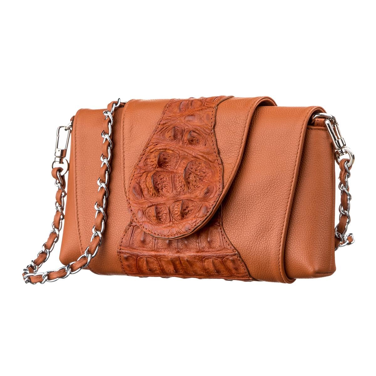 Клатч Crocodile Leather 18246 из натуральной кожи крокодила Рыжий