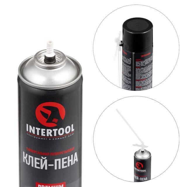 Клей-пена Intertool fs-2010 монтажная всесезонная 14 м2 трубочка 750 мл 1000 г - фото 2