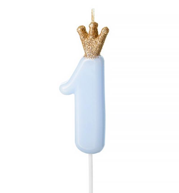 Свечи для торта PartyDeco 1 с короной 9,5 см Голубой (56525) Свечи для торта PartyDeco 1 с короной 9,5 см Голубой (56525)