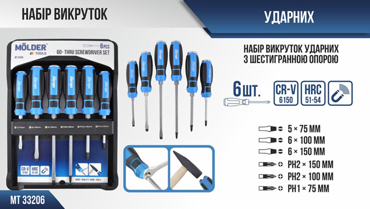 Набір викруток ударних Molder MT33206 з шестигранною опорою 6 шт. (18299618) - фото 4