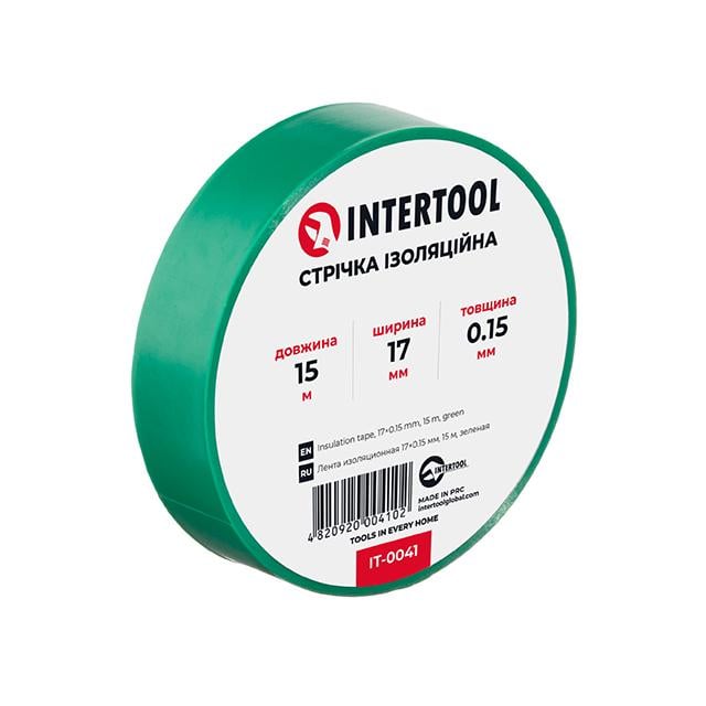 Стрічка ізоляційна Intertool 0,15х17 мм 15 м Зелений (IT-0041)