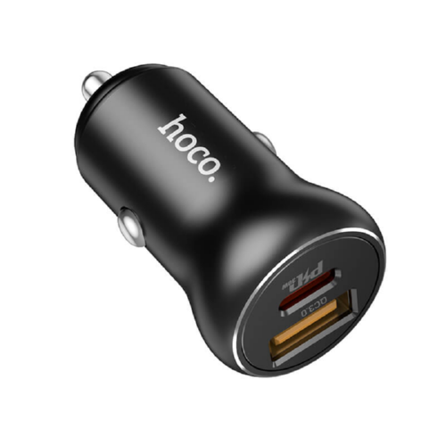 Адаптер Hoco автомобильный NZ5 1USB/1Type-C 30W/3A PD/QC Black (62a79d37) - фото 1