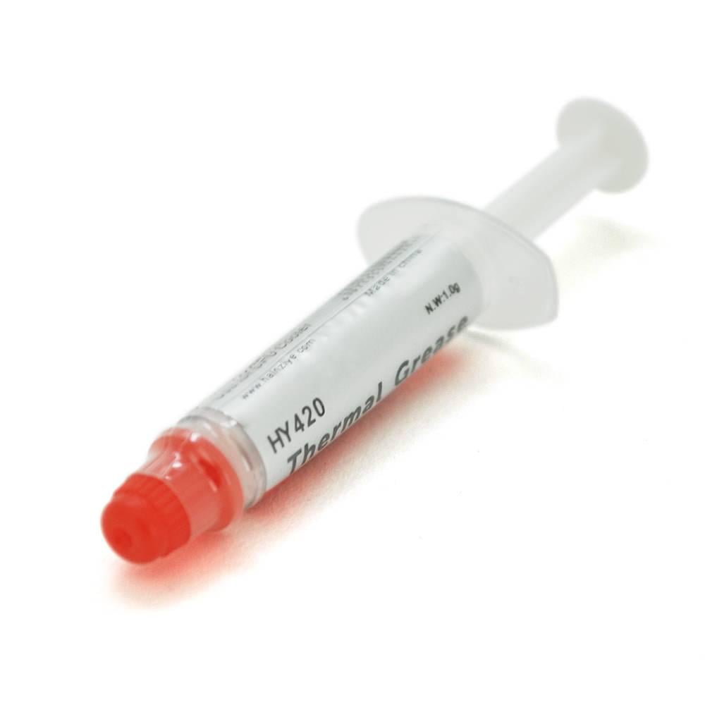 Паста термопровідна HY-420 Q50 шприц > 1 36W/m-K <0,229 ° C-in2/W -30 ° ≈300 ° В'язкість -1K cPs OEM 1 г White (26189)