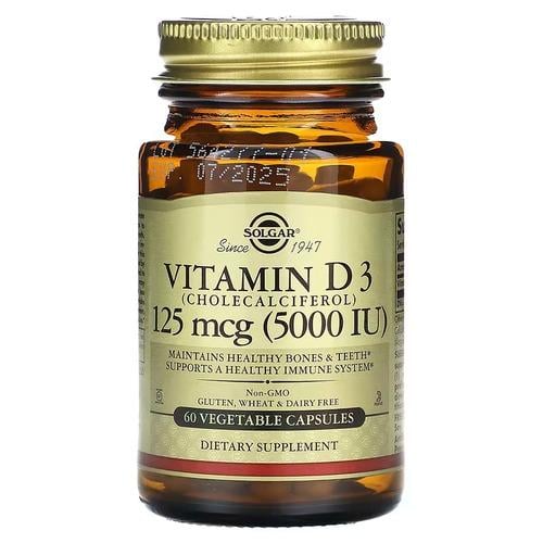 Витамин D Solgar Vitamin D3 125 mcg 5000 IU 60 растительных капс. (SOL-03312)