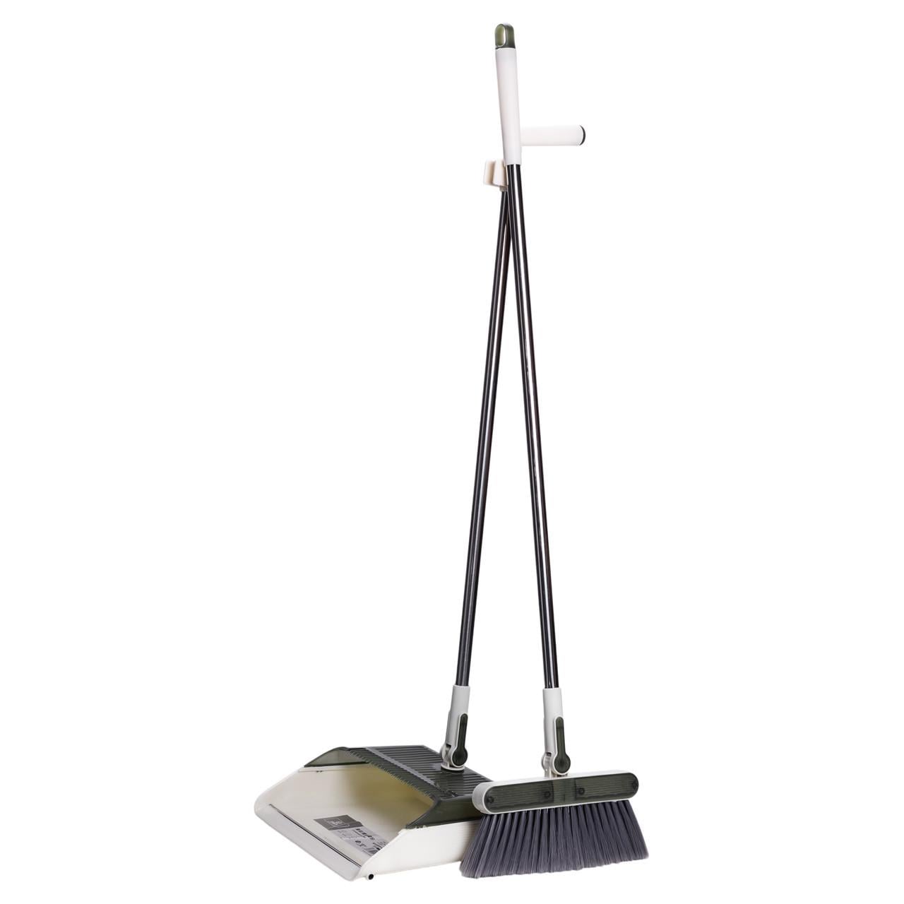 Комплект веник и совок на длинной ручке 26х23х110 см Зеленый