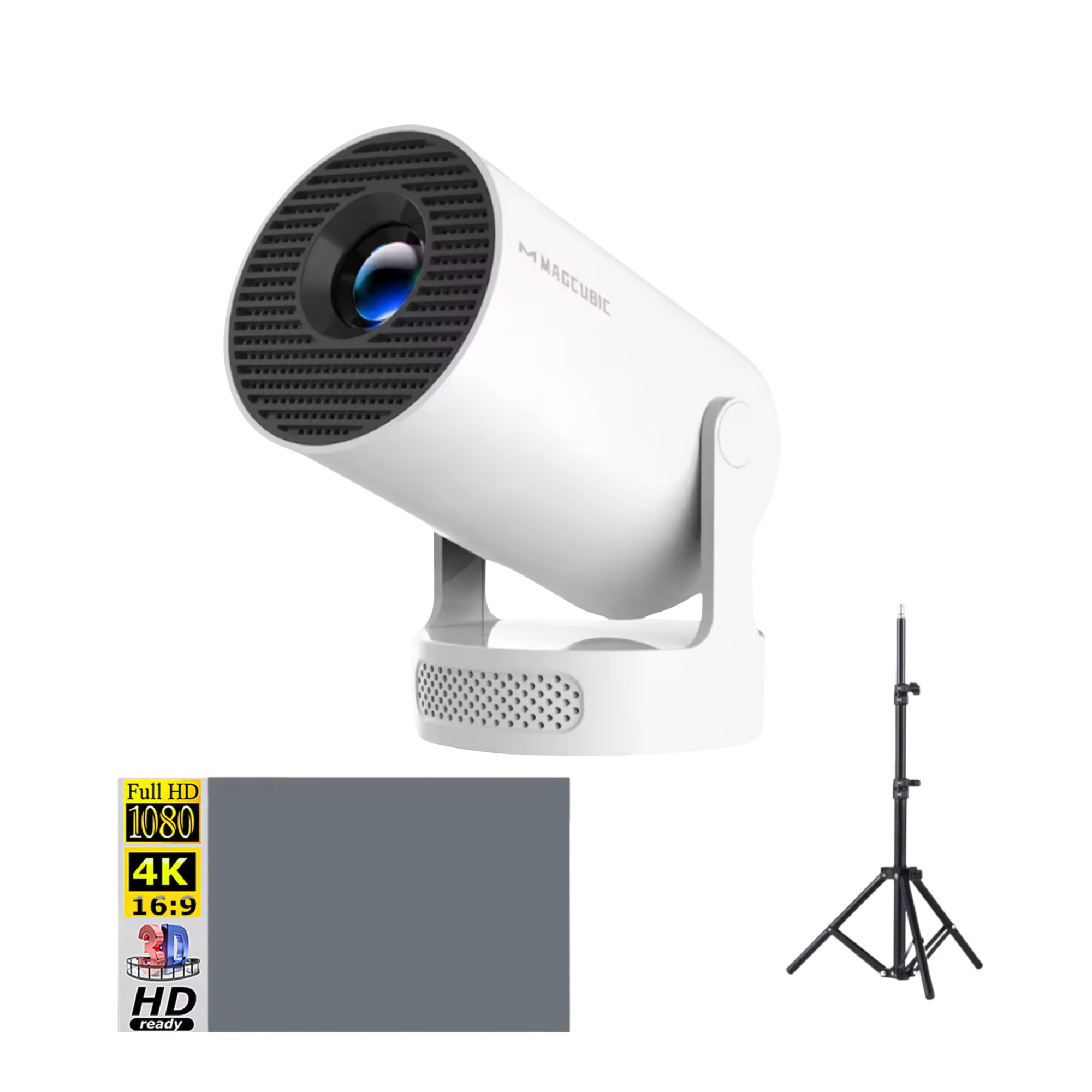 Комплект для домашнего кинотеатра проектор Magcubic HY300 PRO с мощным HiFi-звуком White/экран 100"/штатив 1,1 м (26415964) Комплект для домашнего кинотеатра проектор Magcubic HY300 PRO с мощным HiFi-звуком White/экран 100"/штатив 1,1 м (26415964)