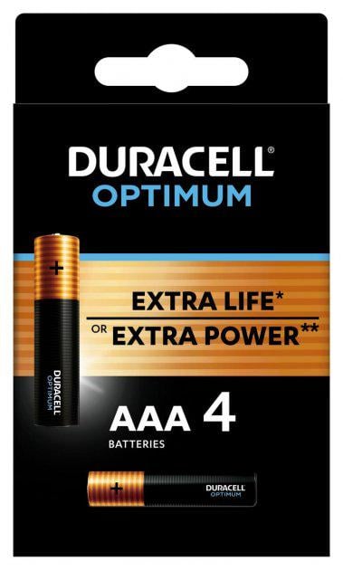 Батарейки щелочные Duracell AAA LR03 MN2400 OPTIMUM 4 шт. (61195)