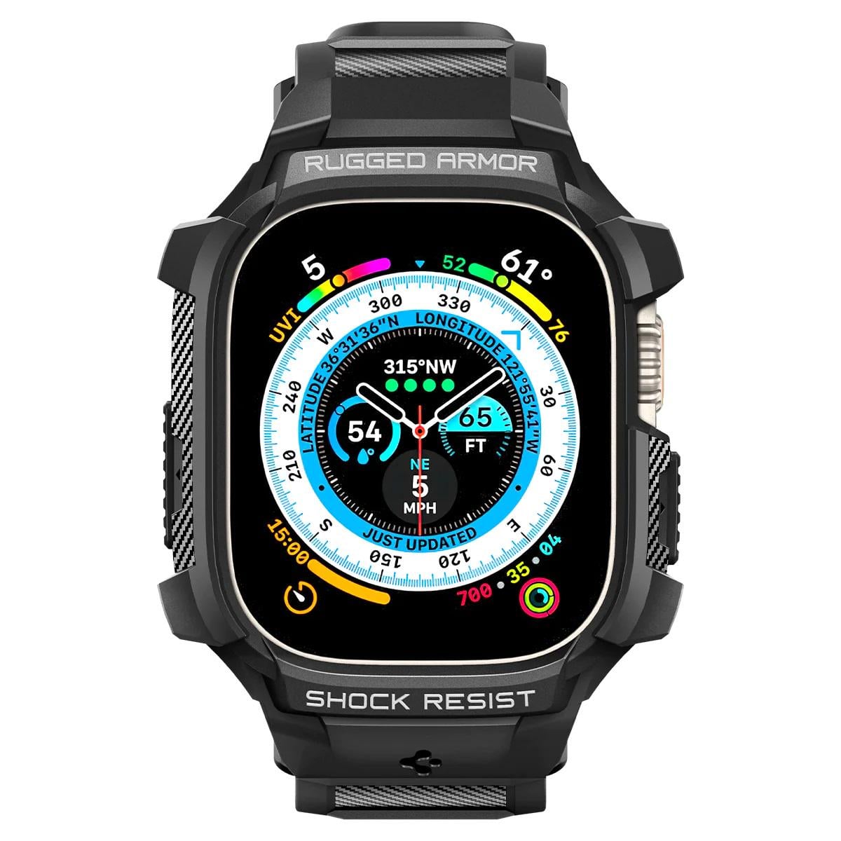 Чехол и ремешок Spigen Rugged Armor Pro для Apple Watch Ultra 49 мм Черный (ACS05460)