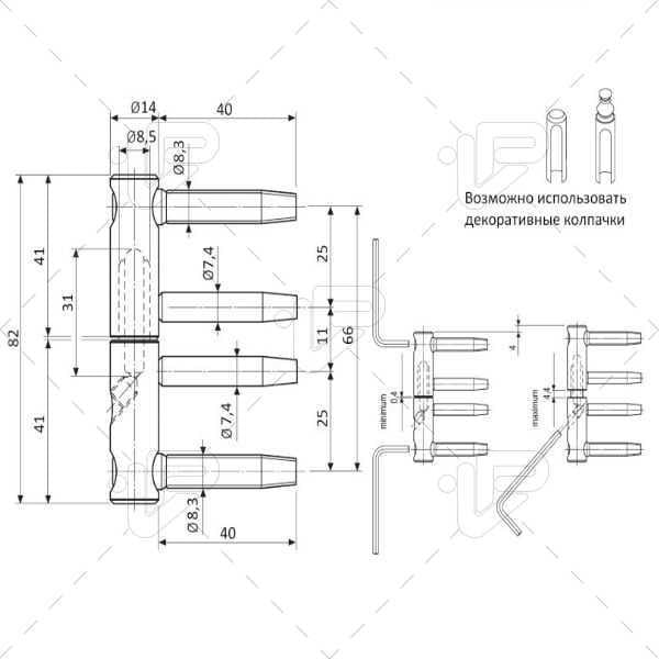 Петля ввертная AGB 3D d 14 4-штиревая бихром (E01150.14.04) - фото 2