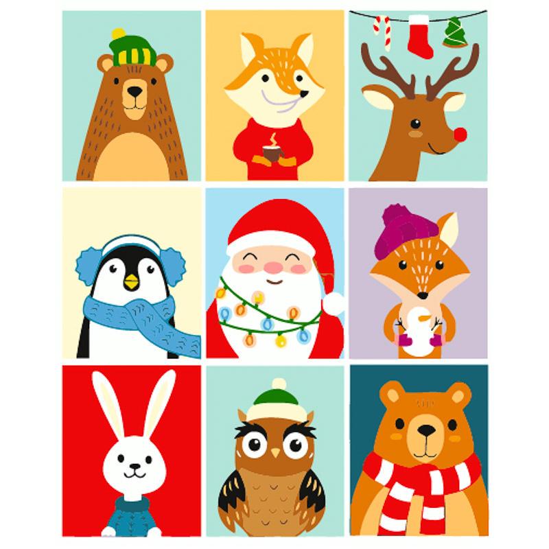 Картина по номерам Strateg Премиум Новогодняя компания с лаком и уровнем 40x50 см (GS1561)