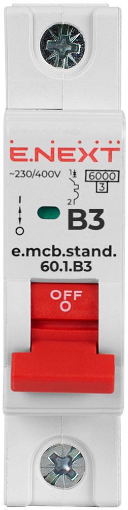 Автоматический выключатель E.NEXT e.mcb.stand.60.1.B3 1р 3А 6 кА B (s001103) - фото 2