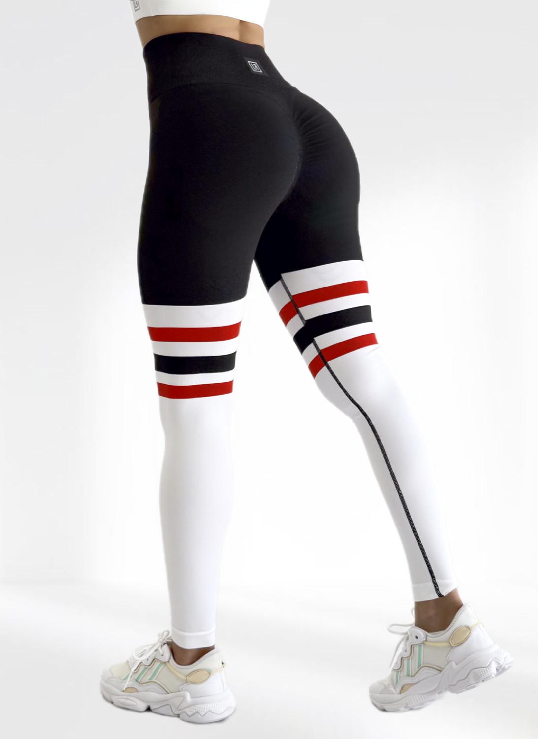 Лосины для фитнеса LILAFIT пуш ап S Черный с белым (LFL000086) - фото 4