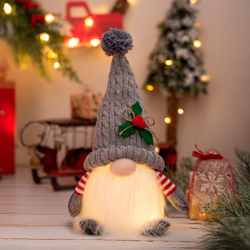 Іграшка новорічна Lesko Гном Різдвяний A2 з підсвічуванням 30х14 см Gray (31160248)