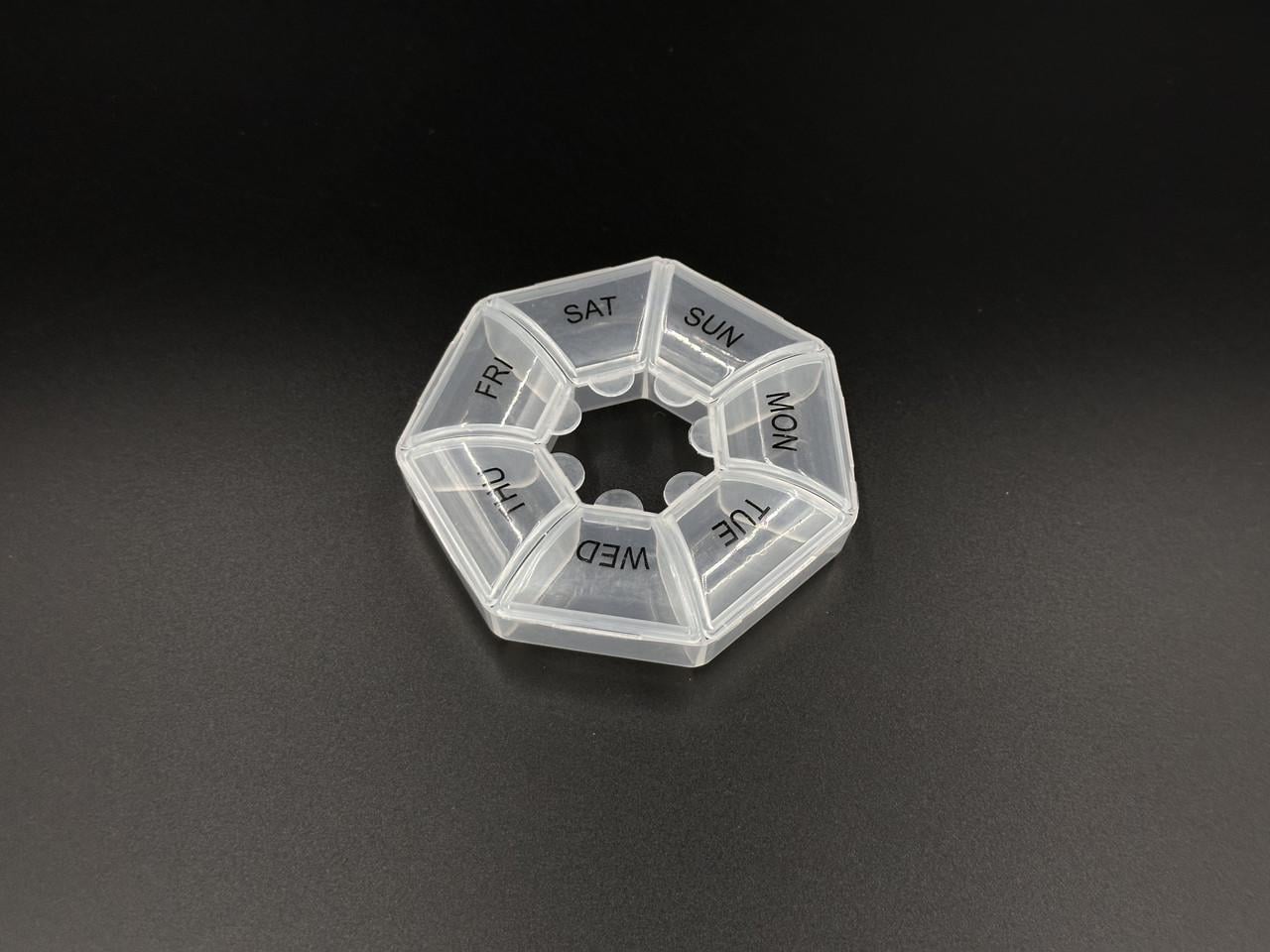 Органайзер пластиковый для таблеток на 7 отделений 8х8х2 см Прозрачный (BOX-56)