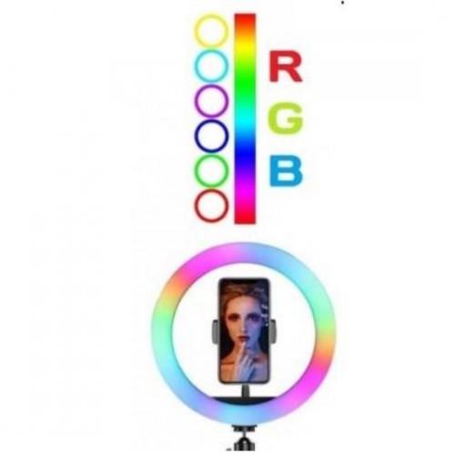 Кільцева лед-лампа для студійного освітлення Ring RGB MJ18 18см з пультом для фото і відео - фото 2