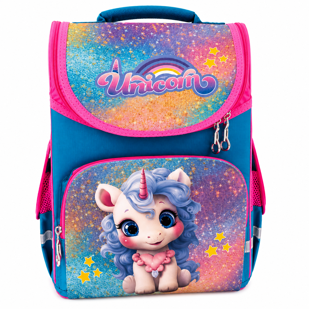 Школьный ранец для девочки Unicorn ортопедический Бирюзово-розовый (48708)