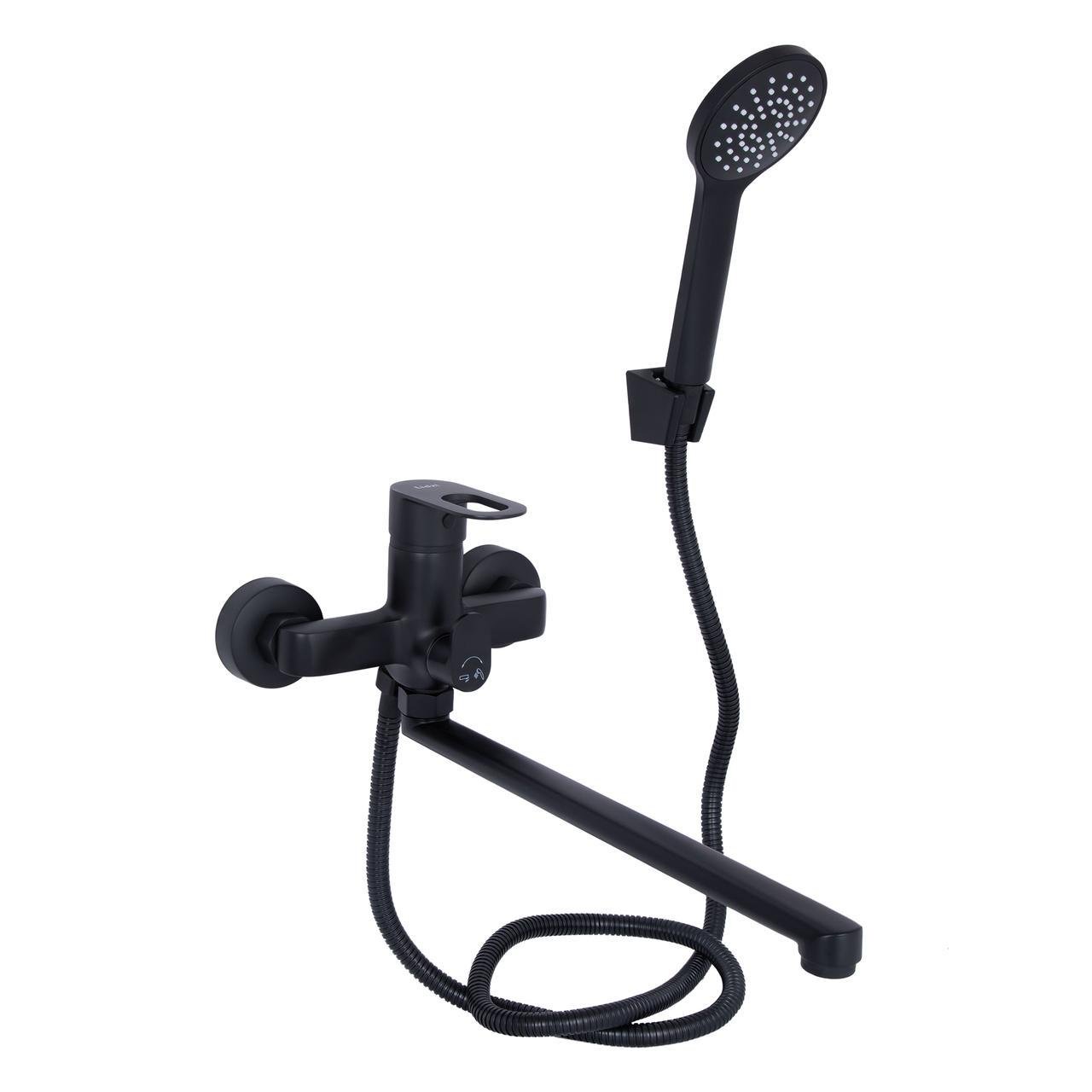 Змішувач для ванни Lidz Latwa 005 з поворотним виливом з душовим гарнітуром k35 LDLAT005BLA45420 Black (2553560698)