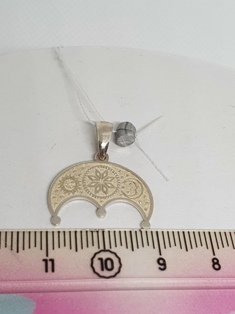 Срібна підвіска кулон 925 проба Лунниця з алатиром 2 см (2580828920) - фото 4