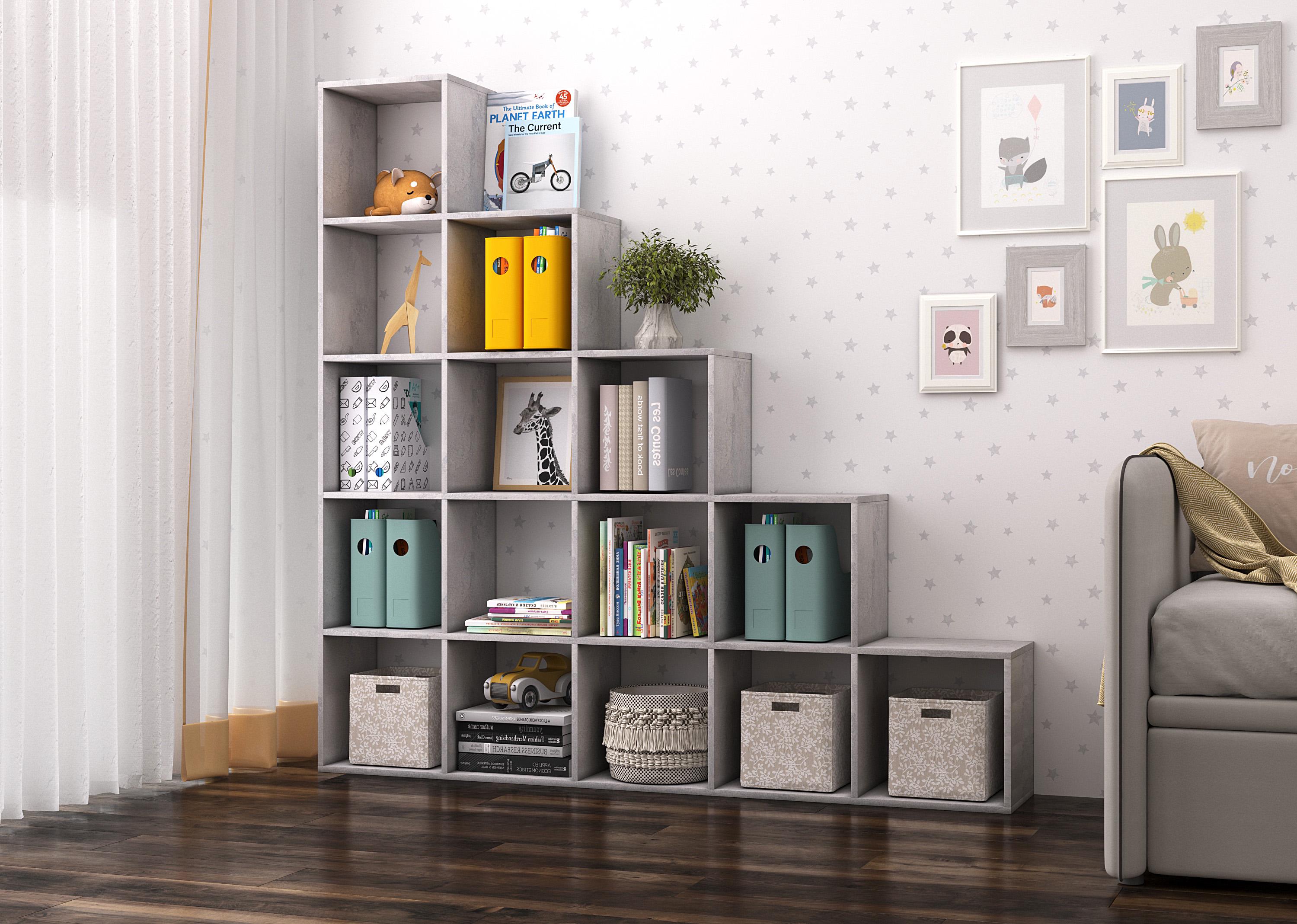 Стелаж гірка для книг/іграшок/речей 177х177х30 см Бетон - фото 1 Стелаж гірка для книг/іграшок/речей 177х177х30 см Бетон - фото 1