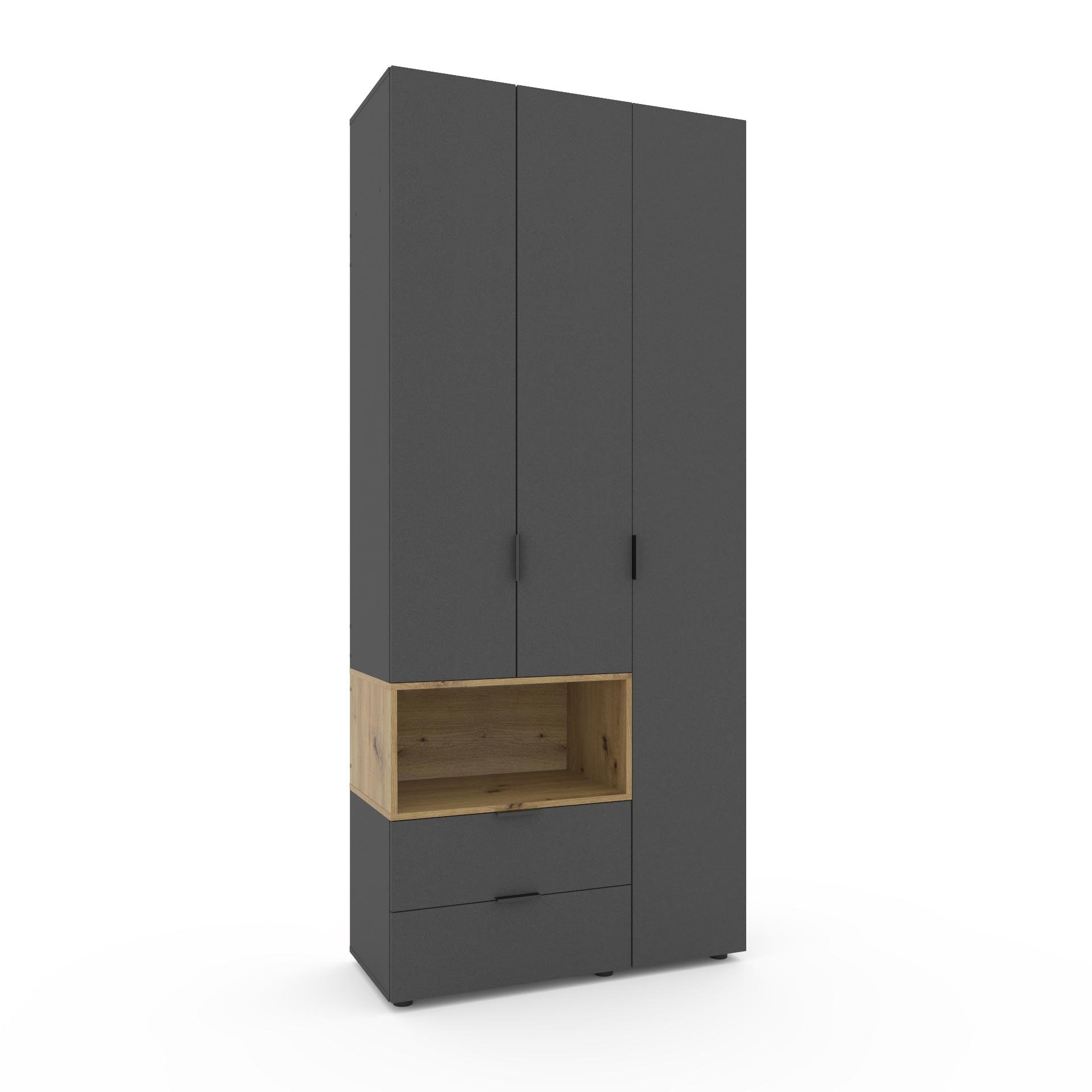 Шкаф Metkas Home A002L ЛДСП 1000x420x2300 мм Антрацитовый/Дуб Артизан
