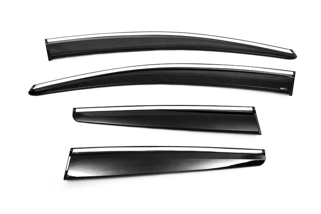 Ветровики с хром с полоской HB/SD Sunplex для Opel Astra J 2009-2015 гг. полистирол Черный