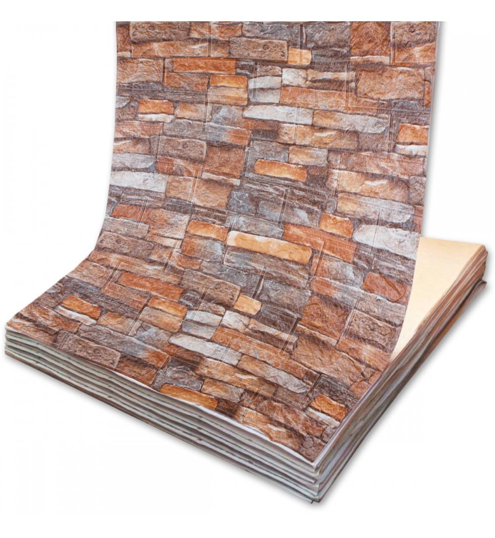 3D-панель самоклеющаяся декоративная Кирпич Песчаник в рулоне 3080x700x3 мм Красный