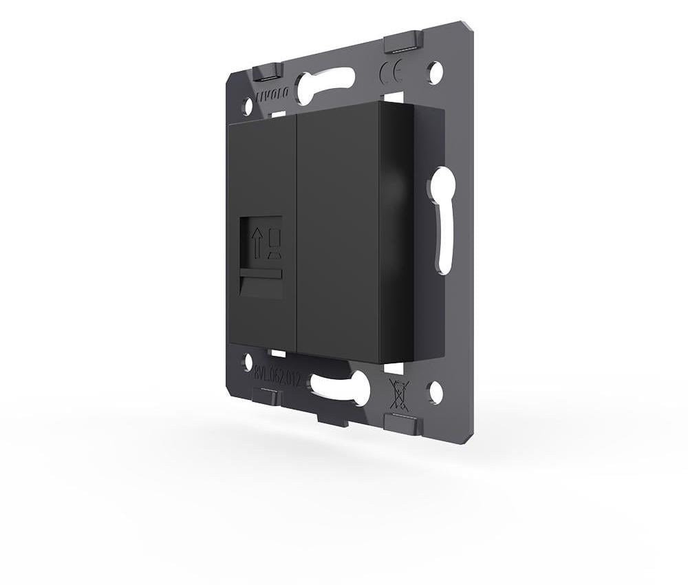 Розетка компьютерная LIVOLO RJ-45 настенная дизайнерская Черный (VL-FCCP/FCMB-2BP)