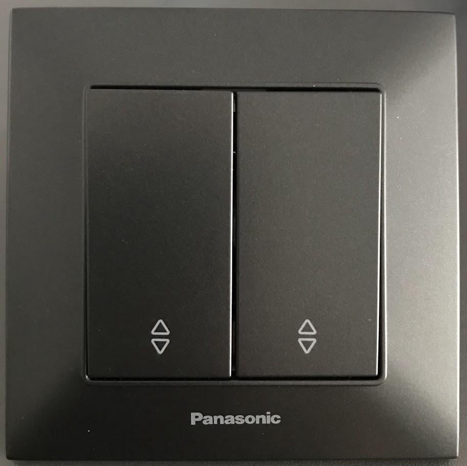 Вимикач прохідний Panasonic Arkedia Slim швидкий монтаж 2-кл Чорний (15608-е)