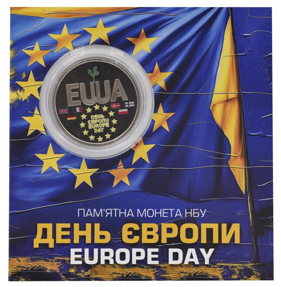 Коллекционная монета Украина 5 гривен 2024 UNC День Европы в сувенирной упаковке Цветной (М21711)