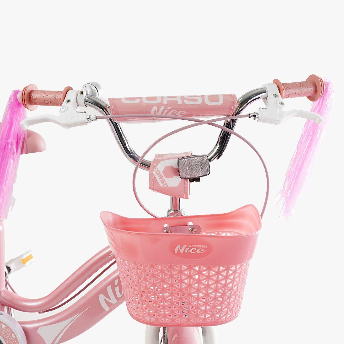 Велосипед двоколісний дитячий Corso Nice 16" з кошиком та багажником Рожевий - фото 4 Велосипед двоколісний дитячий Corso Nice 16" з кошиком та багажником Рожевий - фото 4