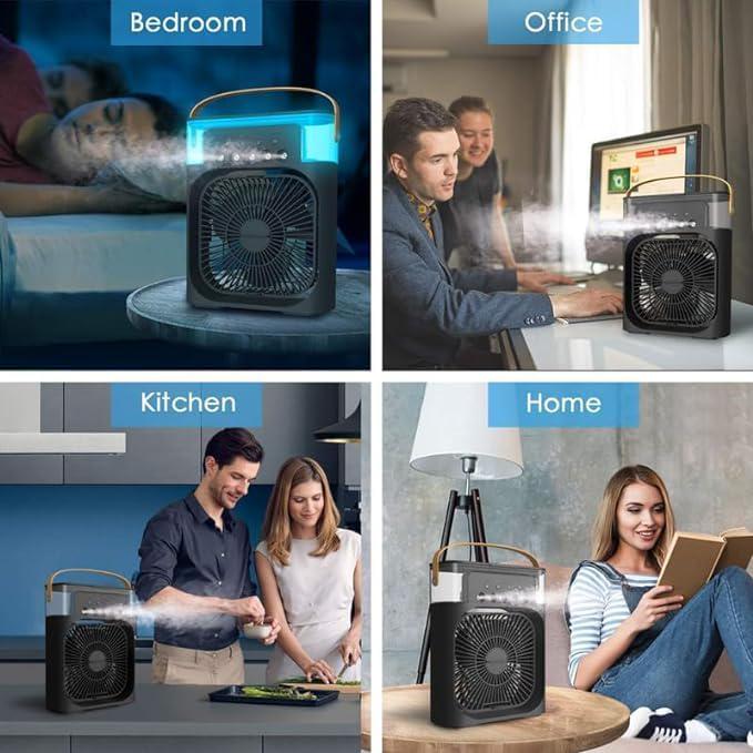 Вентилятор-зволожувач настільний RGB/USB/LED підсвітка Чорний (MX-00009128Black) - фото 6