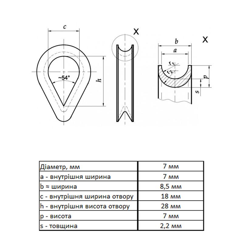 Коуш для троса Metalvis DIN 6899 ø 7 мм цинк 1 шт. Белый (3KO200000003KO0702) - фото 4