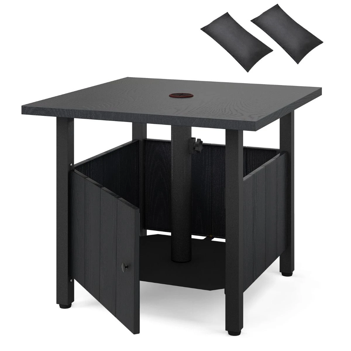 Садовий журнальний столик Costway 55,5х55,5х48 см Чорний (COSTWAY-00615)