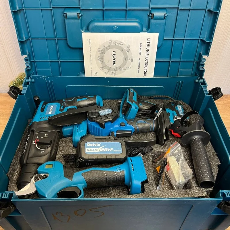 Набор инструментов шуруповерт/болгарка/ударный гайковерт/секатор/пила/перфоратор 6в1 (VEN-1305-C9) - фото 3