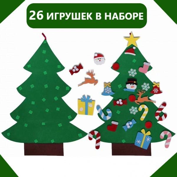 Ялинка на стіну новорічна Magic christmas фетрова з набором іграшок - фото 4