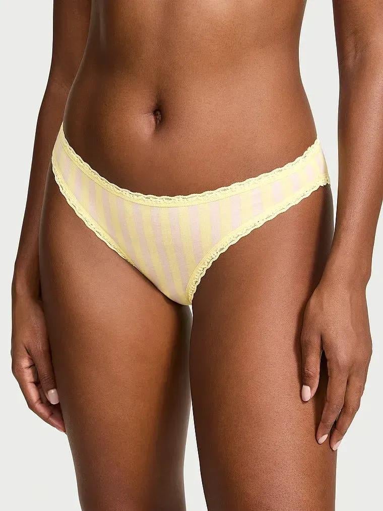 Трусики хлопковые Victoria's Secret Lace-Waist Bikini Panty S Желтый (27028905)