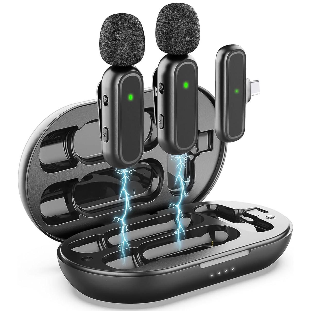 Микрофон двойной Savetek P33-2 Type-C для смартфонов/планшетов с зарядным кейсом до 20 м беспроводной петличный - фото 3