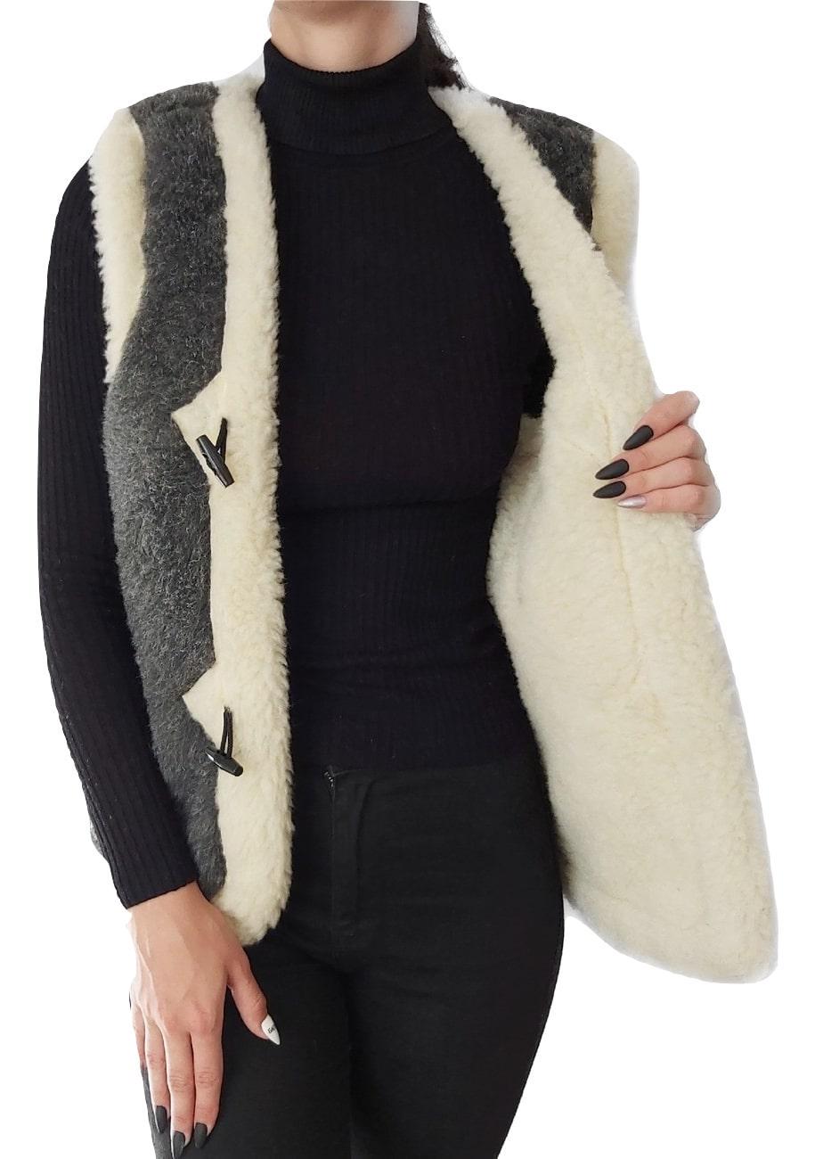 Жилетка из овчины эко-шерсть теплая р. 52 Серый (297) Жилетка из овчины эко-шерсть теплая р. 52 Серый (297)