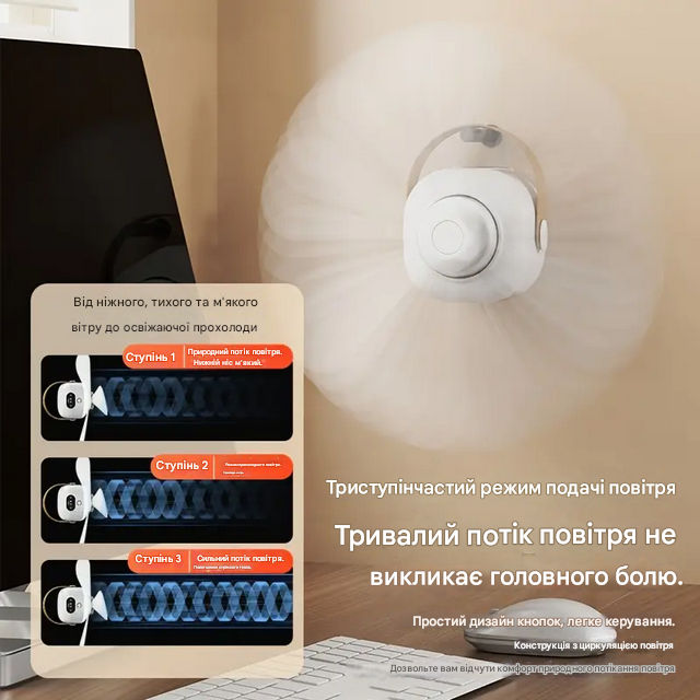 Вентилятор акумуляторний з підсвічуванням 2в1 (D-456) - фото 3 Вентилятор акумуляторний з підсвічуванням 2в1 (D-456) - фото 3