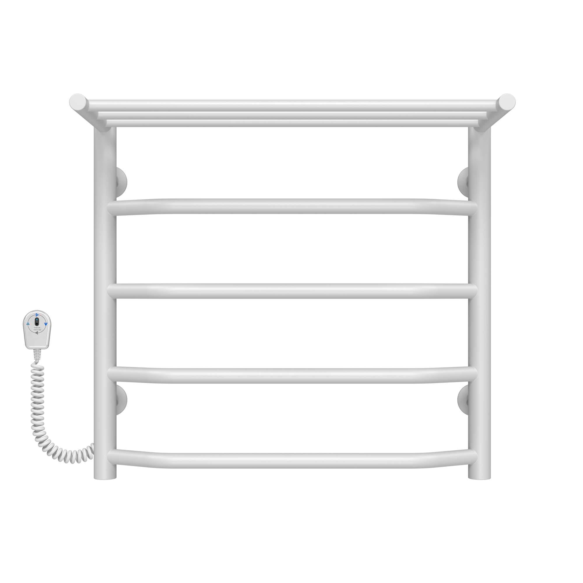 Полотенцесушитель электрический с полкой Deffi Трапеция П5 EF16 левое подключение нержавеющая сталь 500х500 мм Белый (C.TP.50.50.5.E.W.L.5)