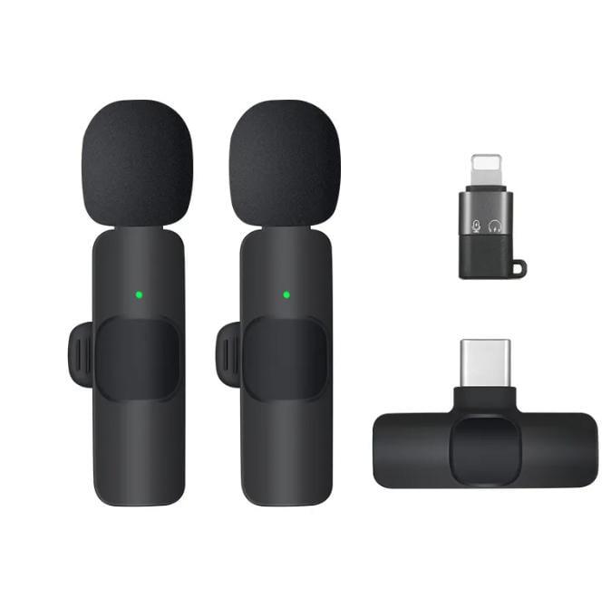 Микрофон петличный беспроводной K9 для смартфона 2 микрофон с Type-C/адаптер для IPhone (10507010)