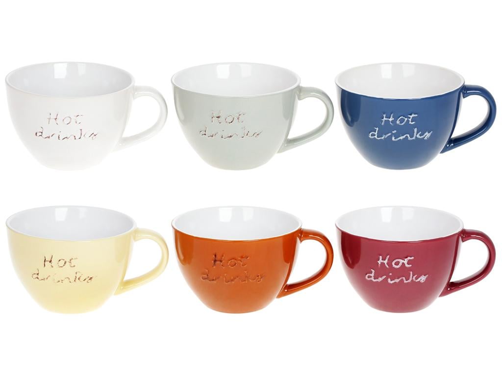 Чашка Hot Drinks 6 дизайнів 450 мл набір 6 шт. (BDI-344-188)